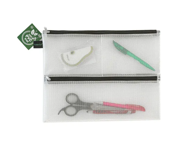 Trousse Foldersys A4 EVA transp sans PVC 4 comp fermeture éclair noir