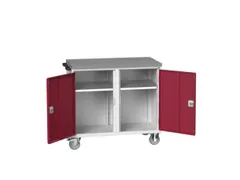 montagetafel 980x1050x600mm linoleumblad 2 kasten front RAL3004