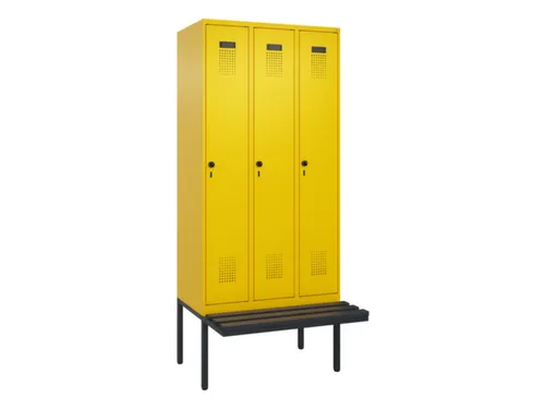 locker met bank,voor scheiding van kleding,HxBxD 2120x900x815mm,3vak