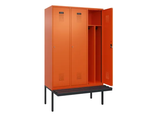 locker met bank,voor scheiding van kleding,HxBxD 2120x1200x815mm,3vak