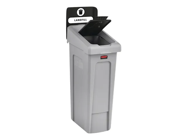 Deksel Rubbermaid Slim Jim Recyclestation gesloten zwart