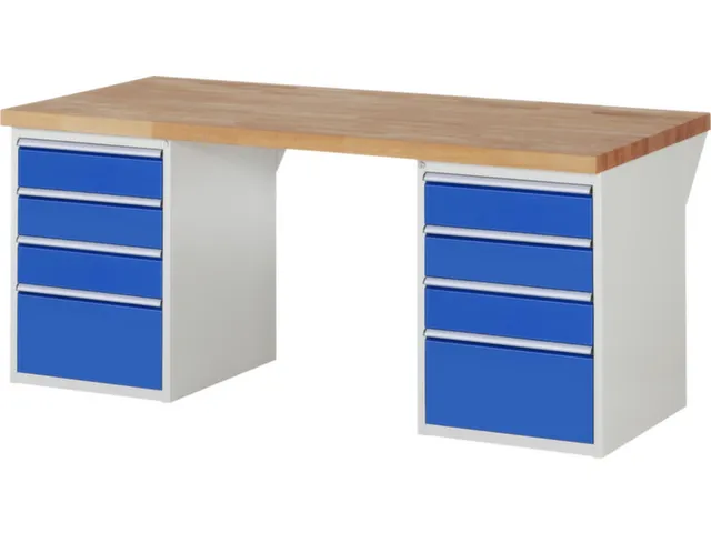 werkbank,HxBxD 890x2000x900mm,beukblad,draagverm. 750kg,2containers