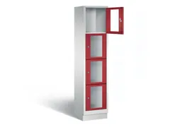 Lockerkast 1800x420x500mm 1x4 vakken Cilinderslot, Sokkel, RAL3003