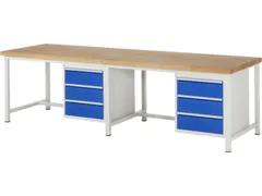 établi HxlxP 840-1040x3000x900mm plateau hêtre force 1250kg