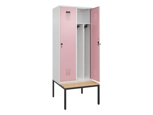locker met bank,voor scheiding van kleding,HxBxD 2120x800x815mm,2vak