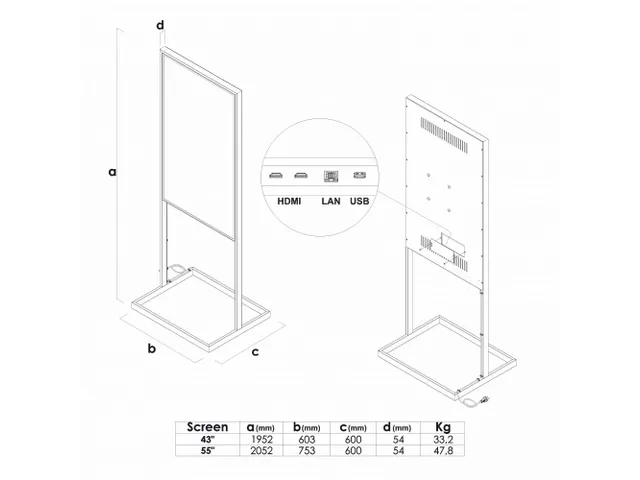 Digitale Totem Sky met 55 inch Samsung scherm