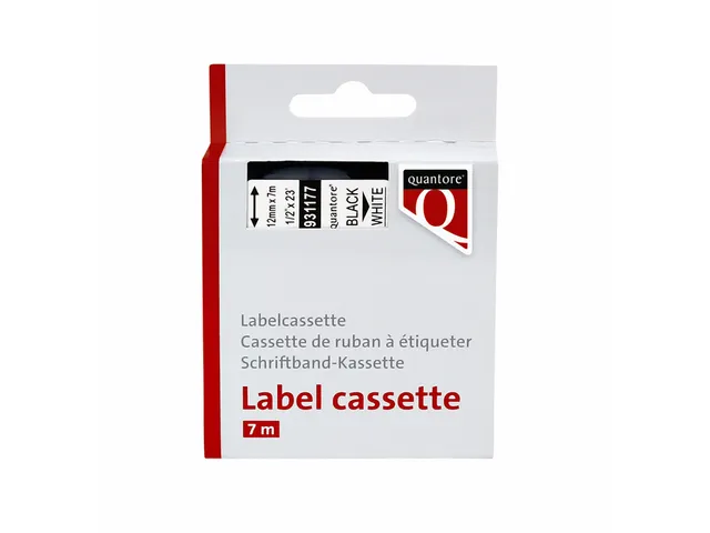 Labeltape Quantore 45013 12mmx7m zwart op wit D1