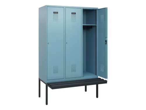 locker met bank,HxBxD 1950x1200x815mm,3vak,vak B 400mm,cilinderslot