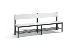 omkleedbank,HxLxD 796x2000x407mm,HPL wit,frame staal RAL7021,leuning
