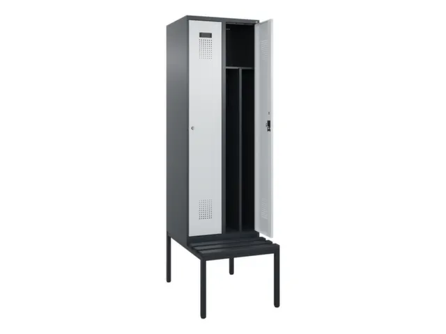 locker met bank,voor scheiding van kleding,HxBxD 2120x600x815mm,2vak