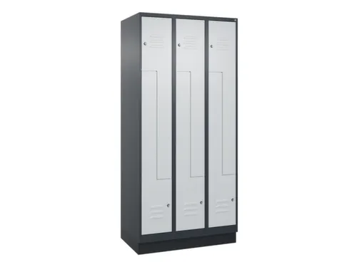 Z-garderobekast,HxBxD 1950x900x500mm,vak B 150/300mm,cil.-slot,sokkel