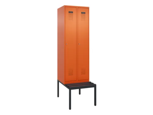 locker met bank,HxBxD 2120x600x815mm,2vak,vak B 300mm,cilinderslot