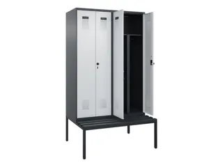 PBM-locker met bank,HxBxD 2120x1200x815mm,4vak,vak B 300mm - 1