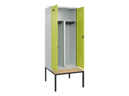 PBM-locker met bank,HxBxD 2120x800x815mm,2vak,vak B 400mm