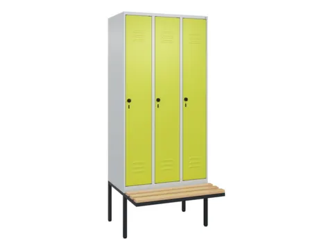 locker met bank,HxBxD 2120x900x815mm,3vak,vak B 300mm,draaigrendel