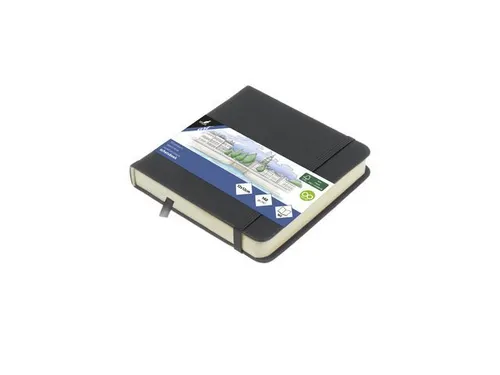 Schetsboek Kangaro 12x12cm cold grey PU HC 80 vel 140gr roomwit met el