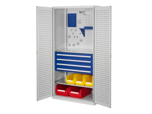 werkplaatskast,HxBxD 1950x1000x600mm,2xStalen bodem,4lade(n),RAL5010