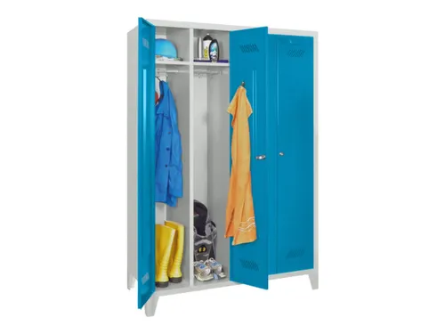 garderobekast,HxBxD 1850x1170x500mm,4vak,RAL7035,front RAL5012