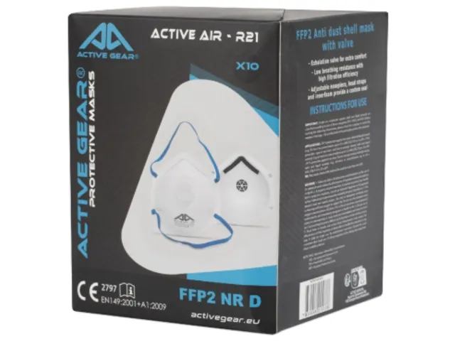 Active Gear FFP2 NR D Stofmasker met Ventiel Doos met 10 Stuks