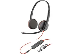 Poly Blackwire 3225 stereo USB-C-headset + 3,5 mm stekker + USB-C/A-ad