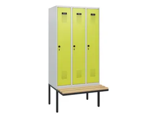 locker met bank,HxBxD 1950x900x815mm,3vak,vak B 300mm,draaigrendel - 2