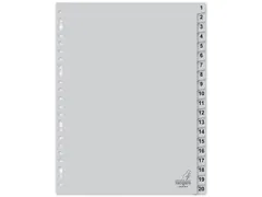 Tabblad Kangaro A4 cijfers PP 120 micron grijs 23-gaats 20-delig EB