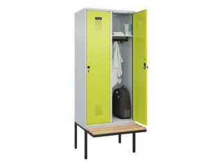 locker met bank,HxBxD 2120x800x815mm,2vak,vak B 400mm,draaigrendel - 1