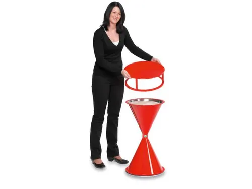 Staande Asbak Met Overkapping Ronde Voet Rood