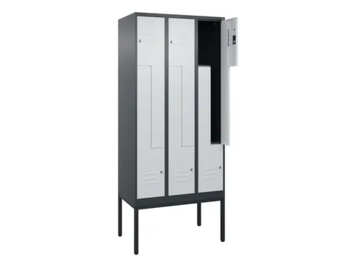Z-garderobekast,HxBxD 2120x900x500mm,vak B 150/300mm,cil.-slot