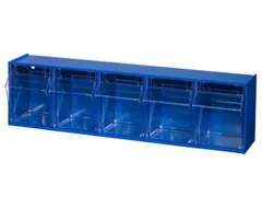 Assortimentsbak Hxbxd 165x600x135mm 5bakken Polystyreen Blauw