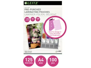 Lamineerhoes Leitz A4 4-gaats perforatieband 2x125 micron EVA 100stuks - 2