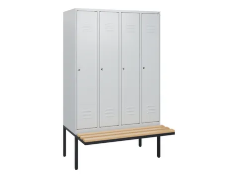 locker met bank,HxBxD 1950x1200x815mm,4vak,vak B 300mm,cil.-slot