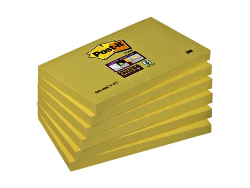 Memoblok Post-it 655 Super Sticky 76x127mm geel 6 stuks