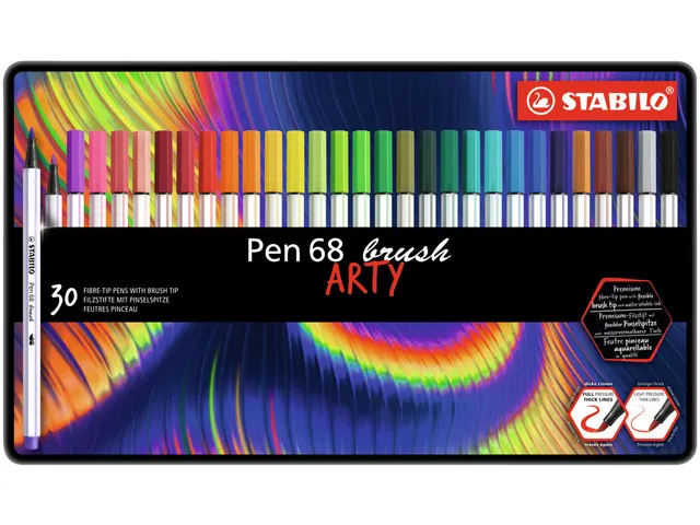 Brushstift STABILO Pen 568/30 Arty assorti blik à 30 stuks
