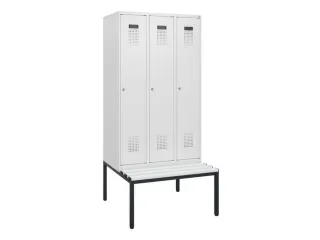 locker met bank,HxBxD 1950x900x815mm,3vak,vak B 300mm,cilinderslot - 2