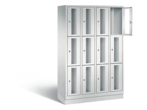 Lockerkast 1800x1190x500mm 4x3 vakken Cilinderslot, Sokkel, RAL7035