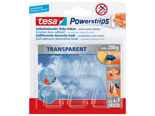 Powerstrips Tesa 58900 deco haken transparant 5 stuks - 1