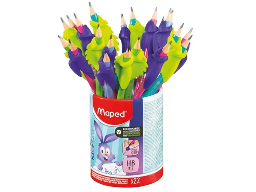 Grafietpotlood Maped Kidy Learn met gum en vingerhulp pot à 22 stuks