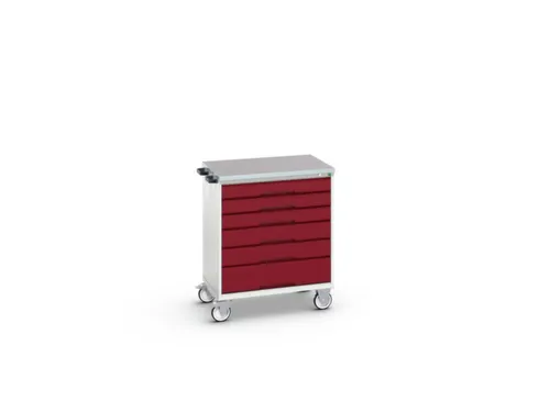 gereedschapswagen 980x800x600mm linoleum blad 6 laden RAL7035+RAL3004