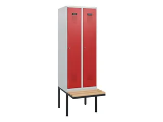 locker met bank,HxBxD 1950x600x815mm,2vak,vak B 300mm,cilinderslot - 2