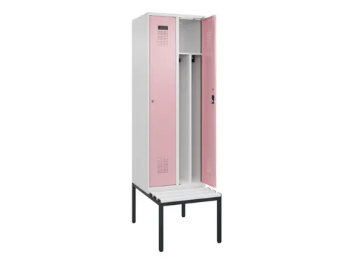 locker met bank,voor scheiding van kleding,HxBxD 2120x600x815mm,2vak