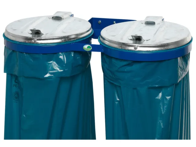 Dubbele Afvalverzamelaar Wand 800x530mm 120 Liter Blauw Staalplaat