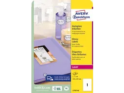 Etiket Avery L7767-40 210x297mm A4 hoogglans wit 40 stuks