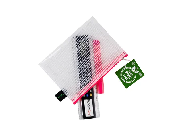 etui A6 PVC-vrij transparant met neon roze ritssluiting