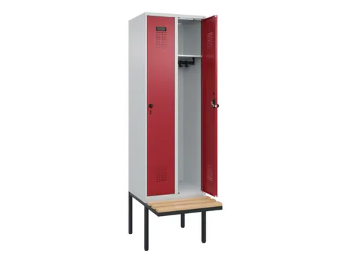 locker met bank,HxBxD 2120x600x815mm,2vak,vak B 300mm,draaigrendel