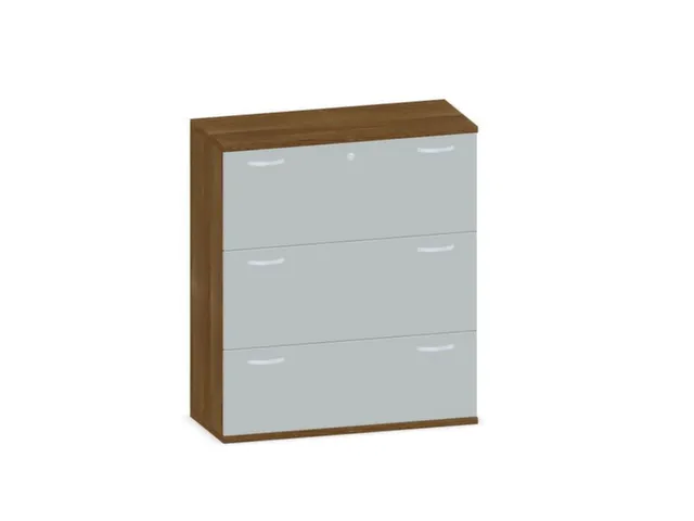 hangmappenkast 1150x1000x430mm 3hangmappenframes Noten + Lichtgrijs