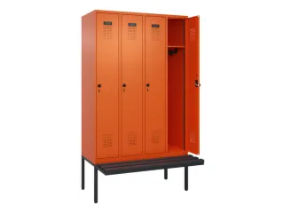 locker met bank,HxBxD 2120x1200x815mm,4vak,vak B 300mm,draaigrendel - 1