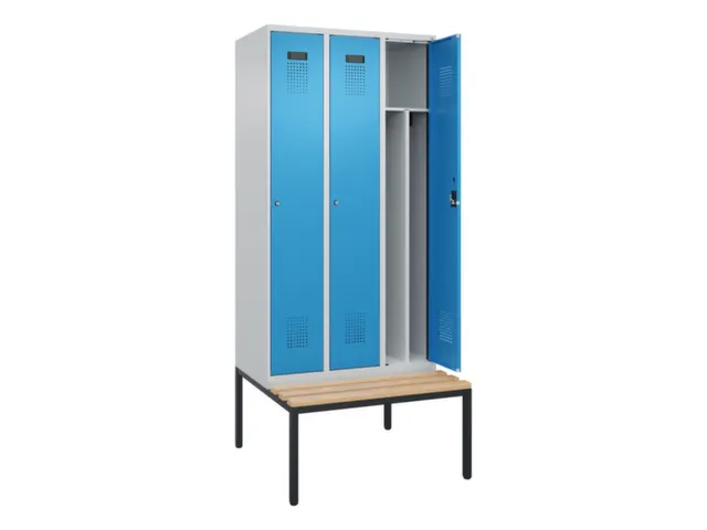 locker met bank,voor scheiding van kleding,HxBxD 2120x900x815mm,3vak