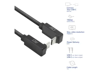 Kabel ACT USB-C hoek boven/beneden 10Gbps 1m - 2