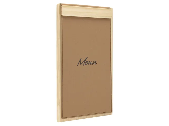 Porte-menu Securit Signature A5 à pince bois clair marron